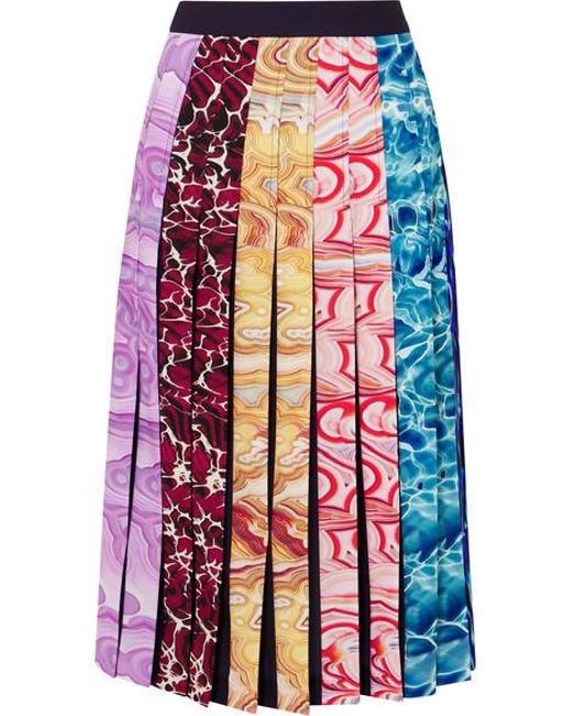 mary-katrantzou-blue-Pleated-Printed-Crepe-De-Chine-Midi-Skirt