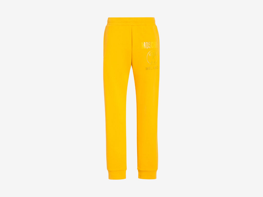 Cotton fleece joggers with Roman Double Question Mark logo print Moschino