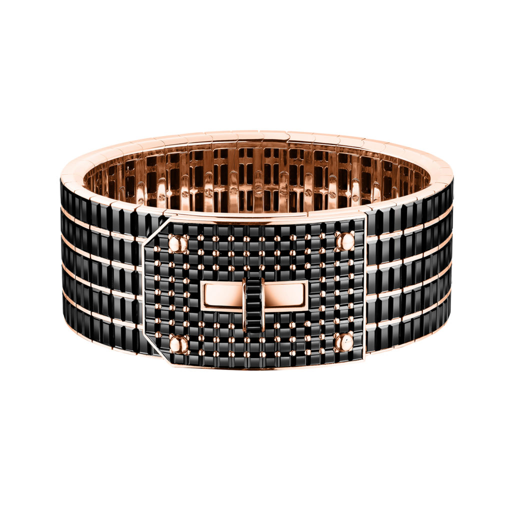 Kelly Baguettes 5 rows bracelet in rose gold and black spinels