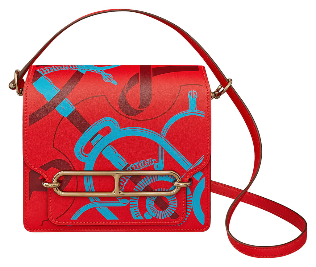 Roulis Mini bag in Éperon d’or printed Swift calfskin