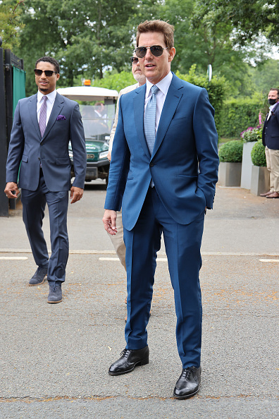 LONDON, ENGLAND - JULY 11: Tom Cruise attends Wimbledon Championships Tennis Tournament Mens Final Day at All England Lawn Tennis and Croquet Club on July 11, 2021 in London, England. (Photo by Neil Mockford/GC Images)