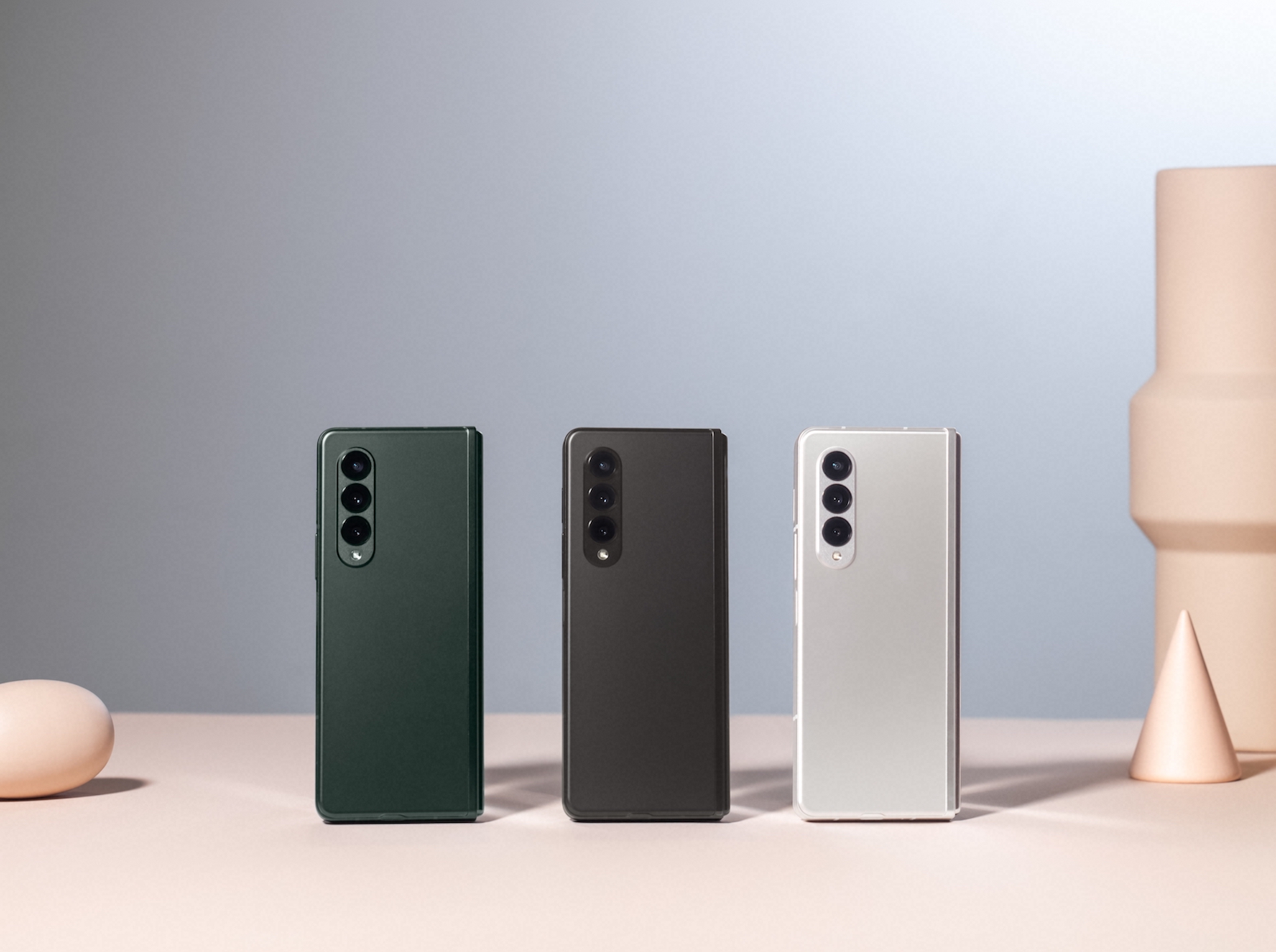 Samsung Galaxy Z Fold 3 in Phantom Green, Phantom Black and Phantom Silver